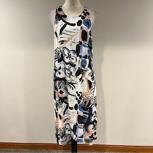 Karen Kane Navy Blue‎ floral sleeveless hi-low loose fit dress